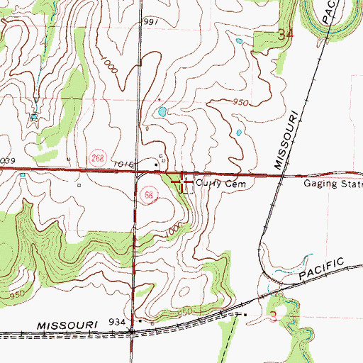 Topographic Map of Curry Cemetery, KS