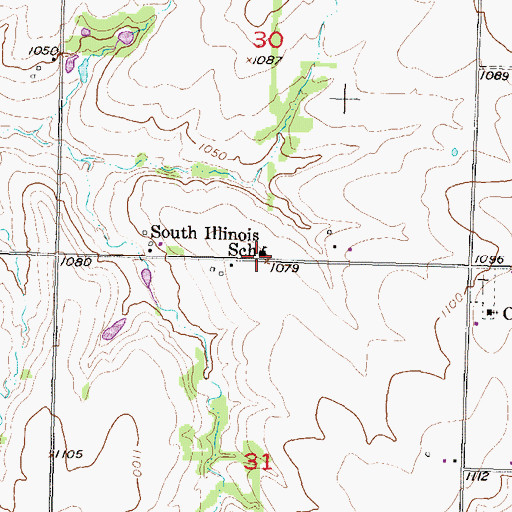 Topographic Map of South Illinois School (historical), KS