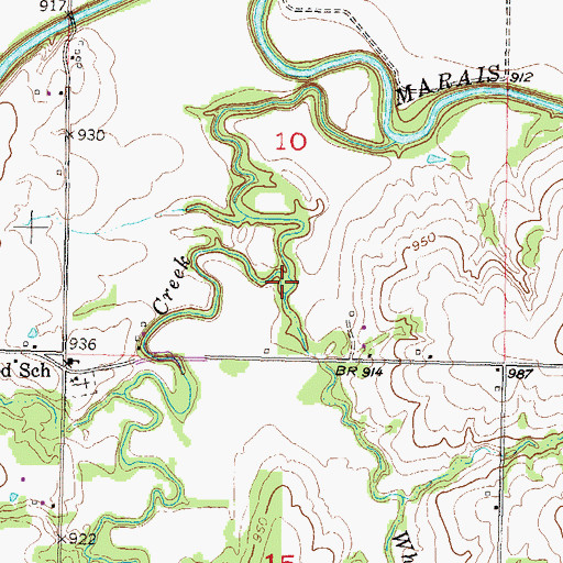 Topographic Map of Whisky Creek, KS