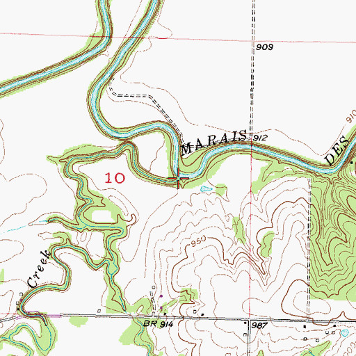 Topographic Map of Coal Creek, KS