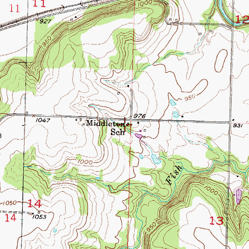 Topographic Map of Middleton School (historical), KS