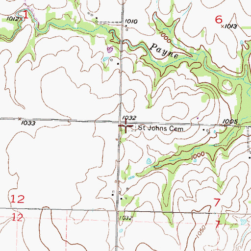 Topographic Map of Saint John's Cemetery, KS