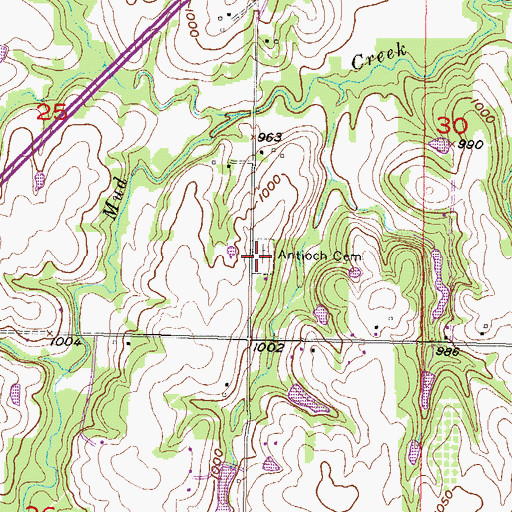 Topographic Map of Antioch Cemetery, KS