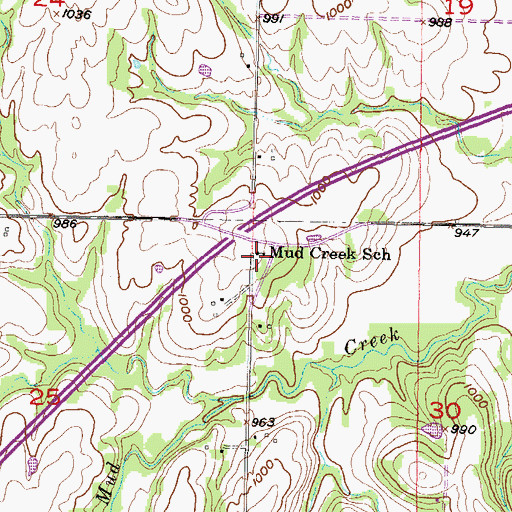 Topographic Map of Mud Creek School (historical), KS