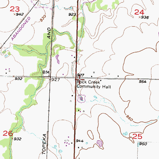 Topographic Map of Rock Creek Community Hall, KS