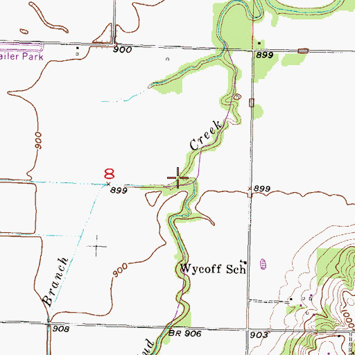 Topographic Map of Harrison Branch, KS