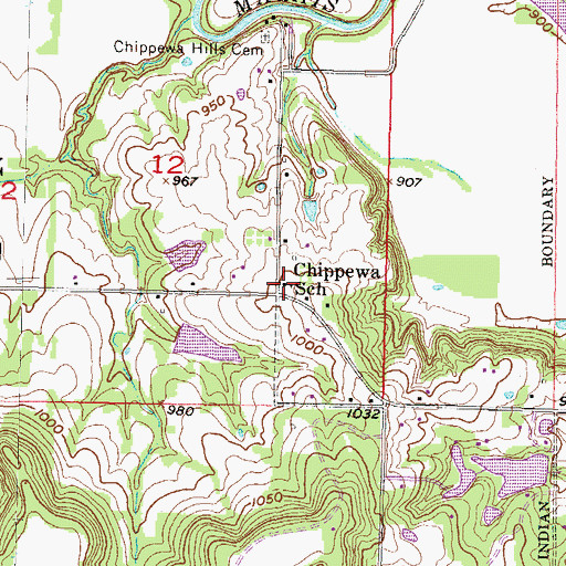Topographic Map of Chippewa School (historical), KS