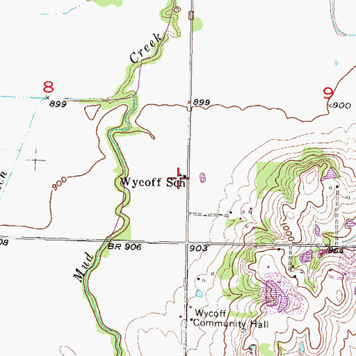 Topographic Map of Wycoff School (historical), KS