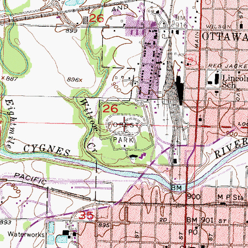 Topographic Map of Forest Park, KS