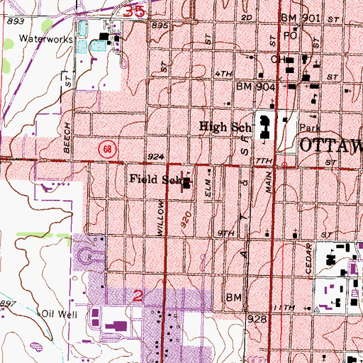 Topographic Map of Eugene Field Elementary School, KS