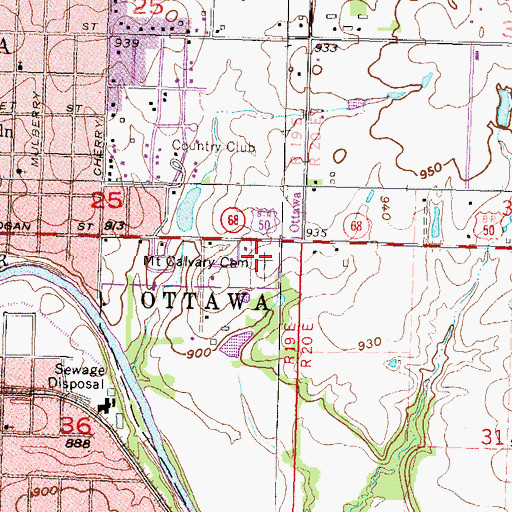 Topographic Map of Mount Calvary Cemetery, KS
