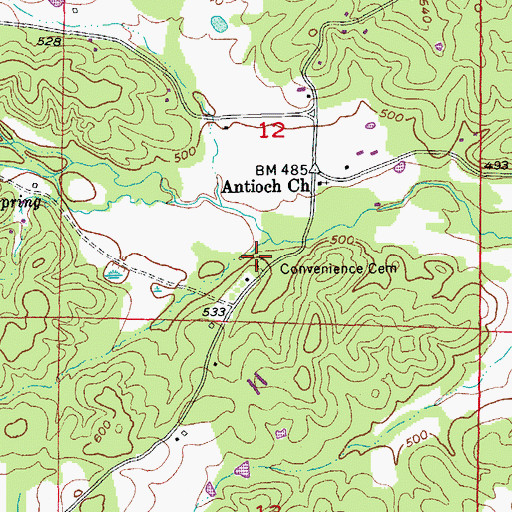 Topographic Map of Convenience Cemetery, AR