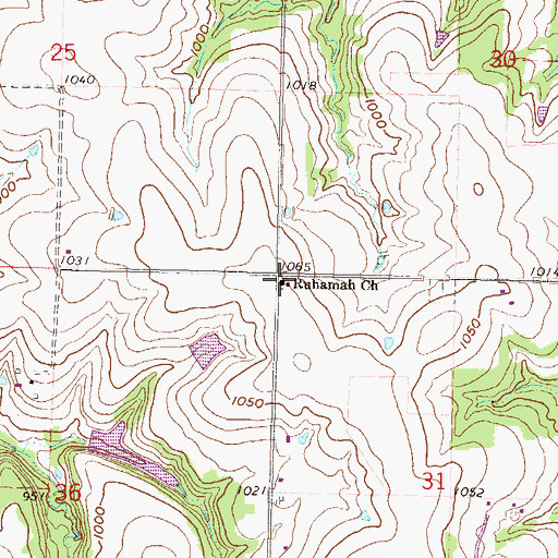 Topographic Map of Ruhamah Baptist Church, KS