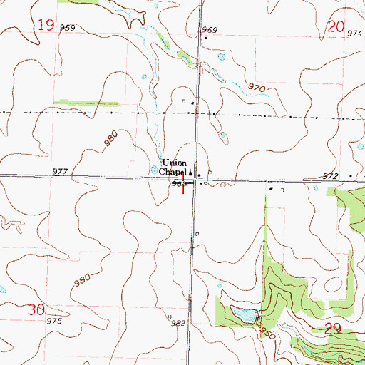 Topographic Map of Union Chapel United Methodist Church, KS
