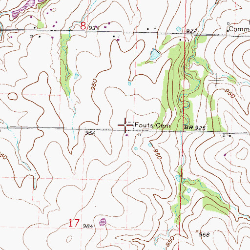 Topographic Map of Fouts Cemetery, KS