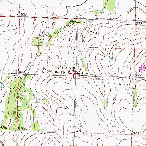 Topographic Map of Elm Grove Community Hall, KS