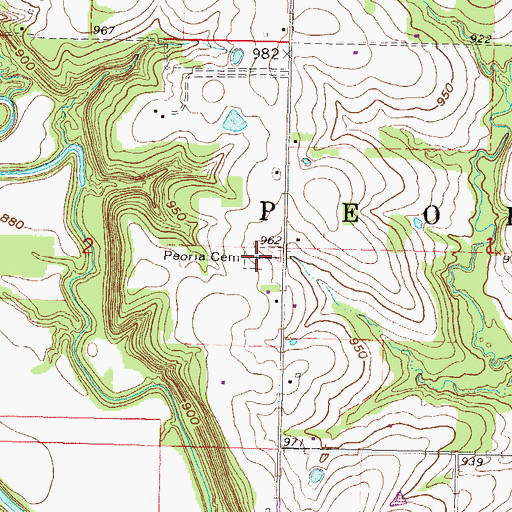 Topographic Map of Peoria Cemetery, KS