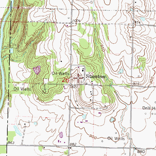 Topographic Map of Stanton, KS