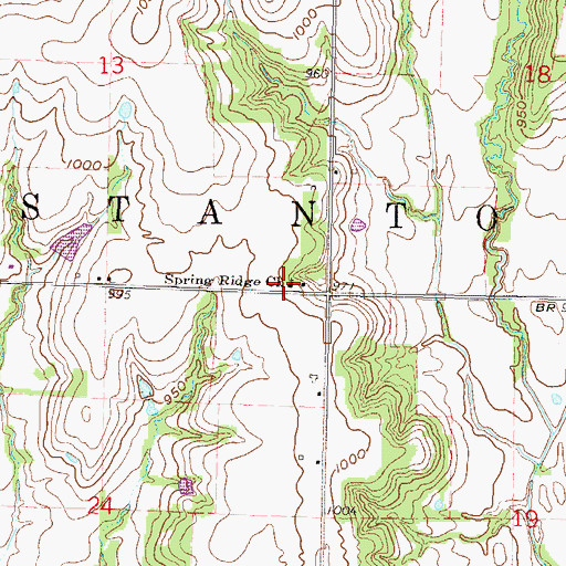Topographic Map of Spring Ridge Church, KS
