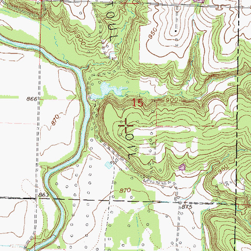 Topographic Map of Rantoul Oil Field, KS