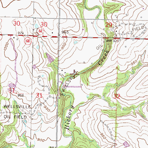 Topographic Map of Wellsville Oil Field, KS