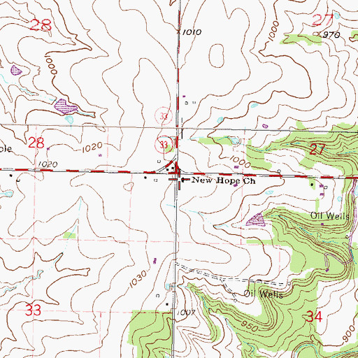 Topographic Map of New Hope Baptist Church, KS