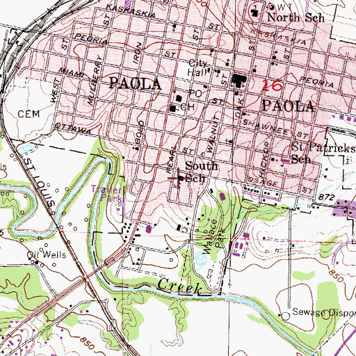 Topographic Map of South Elementary School, KS