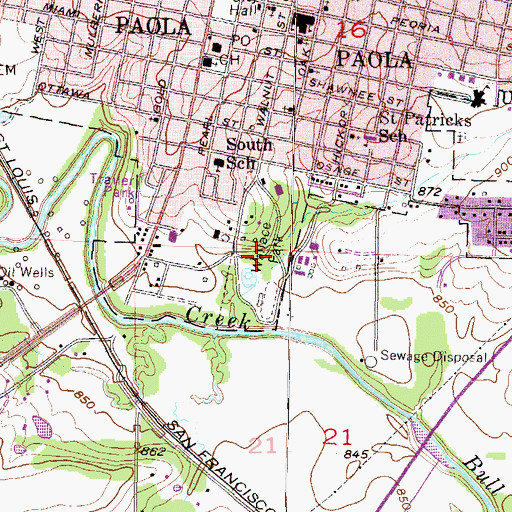 Topographic Map of Wallace Park, KS