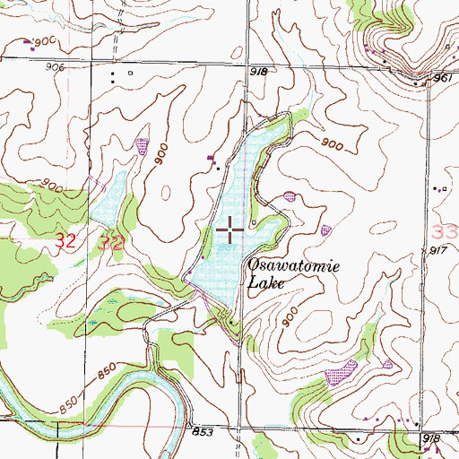 Topographic Map of Osawatomie Lake, KS
