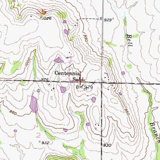 Topographic Map of Centennial School (historical), KS