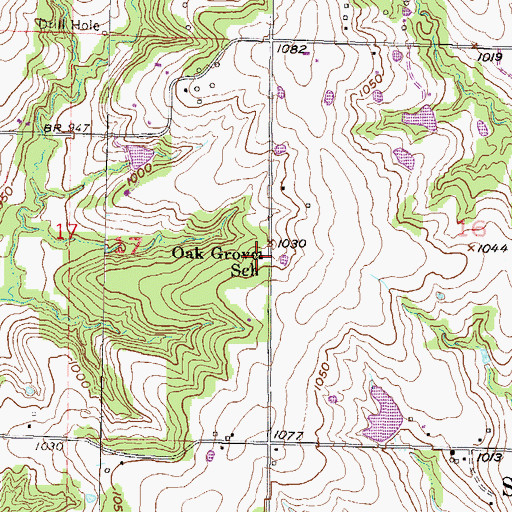 Topographic Map of Oak Grove School (historical), KS