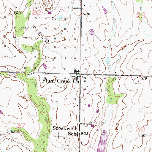 Topographic Map of Plum Creek United Methodist Church, KS