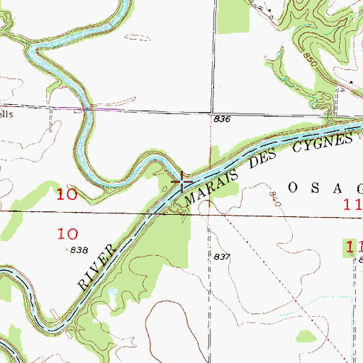 Topographic Map of Bull Creek, KS