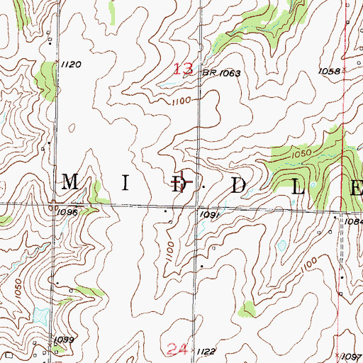 Topographic Map of Township of Middle Creek, KS