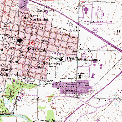 Topographic Map of Ursuline Academy (historical), KS