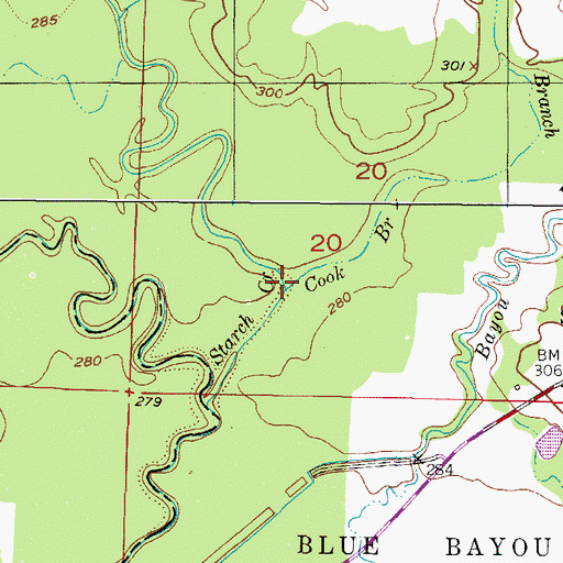 Topographic Map of Cook Branch, AR