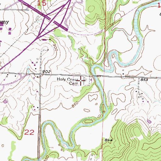 Topographic Map of Holy Cross Cemetery, KS