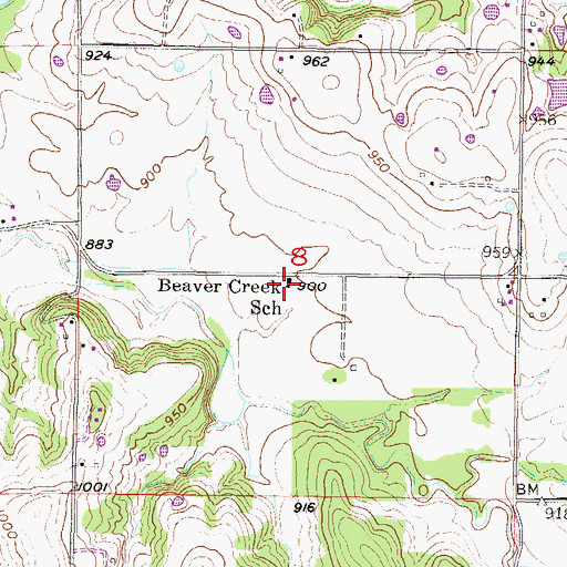 Topographic Map of Beaver Creek School (historical), KS