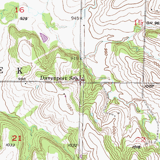 Topographic Map of Davenport School (historical), KS