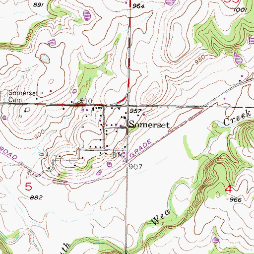 Topographic Map of Somerset, KS