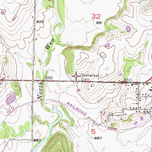 Topographic Map of Somerset Cemetery, KS