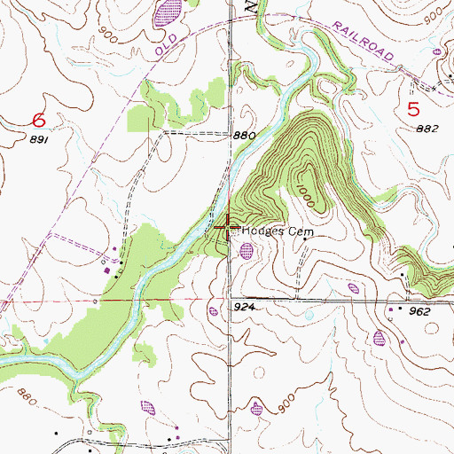 Topographic Map of Hodges Cemetery, KS