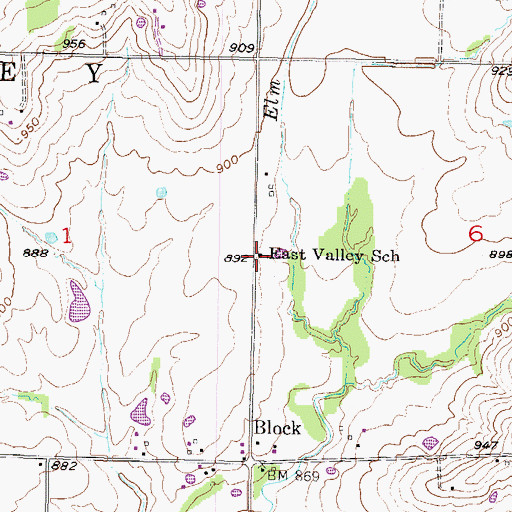 Topographic Map of East Valley School, KS