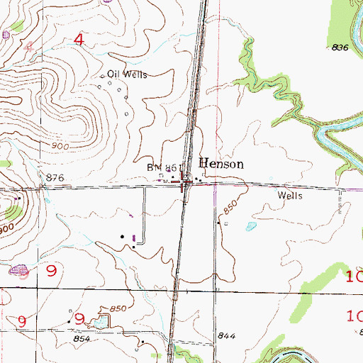 Topographic Map of Henson, KS