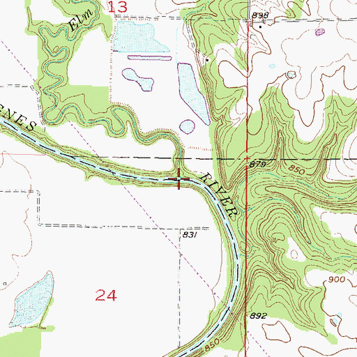 Topographic Map of Elm Branch, KS