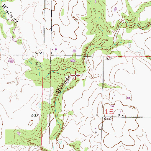 Topographic Map of Walnut Creek, KS