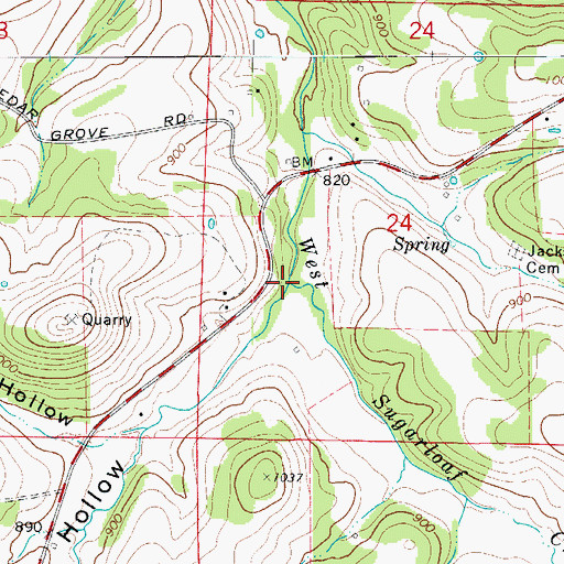 Topographic Map of Cook Cave Hollow, AR