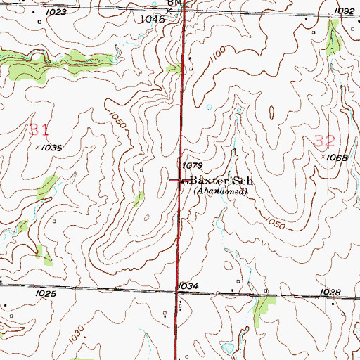 Topographic Map of Baxter School, KS