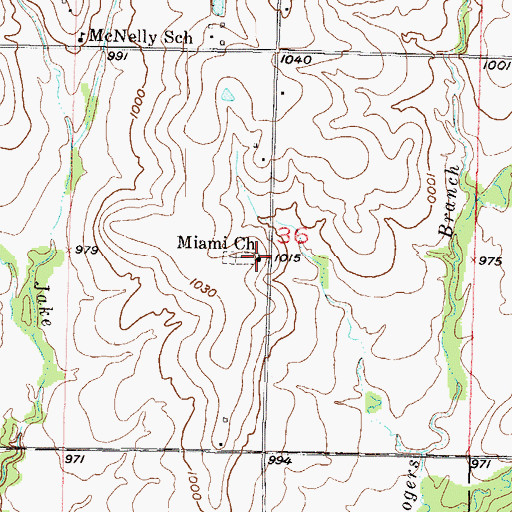 Topographic Map of Miami Presbyterian Church, KS