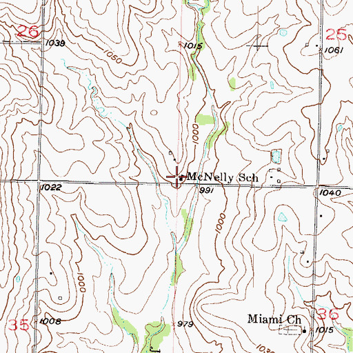 Topographic Map of McNelly School (historical), KS